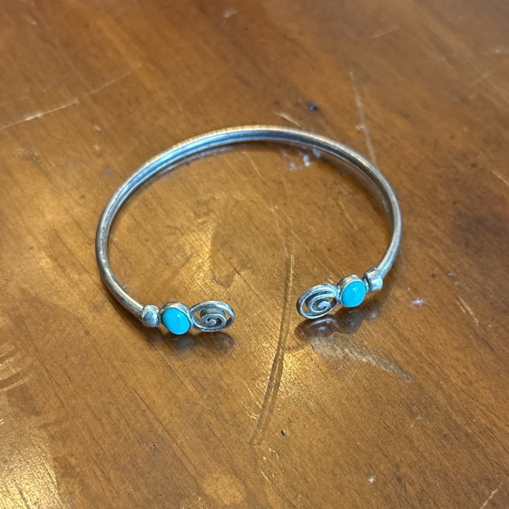 Silver and Turquoise Bangle Bracelet